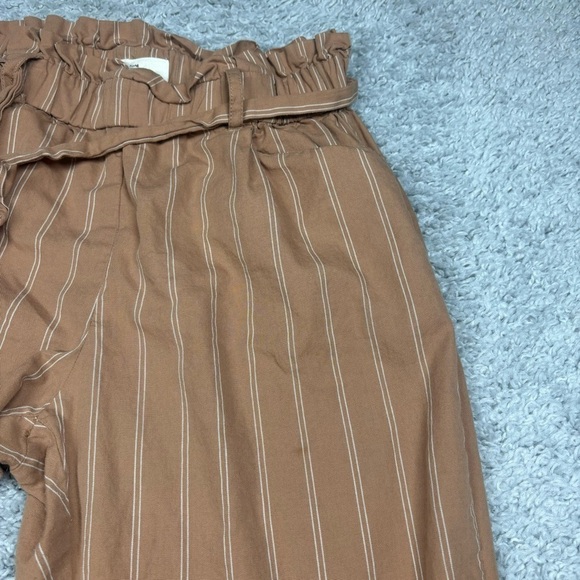 Thread and Supply Pants Womens Medium Stripes Paper bag Waist Belted Pockets - Picture 6 of 6